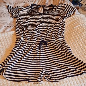 Striped Navy and White Romper Xl